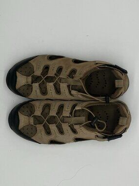Landsend Womens Closed Toe Hiking‎ Trail Sandals  Water Shoes Seude Tan W 9.5